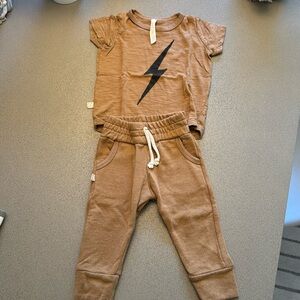 Kids Brown Lightning Bolt Matching Set